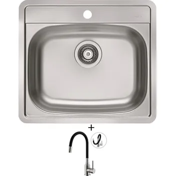 Nerezový dřez Nerezový dřez SET Alveus MORE 10 FS nerez + Alveus MINTAS nerez/černá