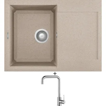 Granitový dřez Granitový dřez SET Elleci EASY 135 G51 avena + Laveo BONA BAB 265D nerez