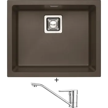 Granitový dřez Granitový dřez SET Alveus QUADRIX 50 chocolate 03 + Deante CORIO BFC 060M chrom