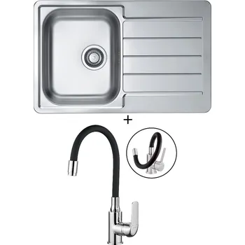 Nerezový dřez Nerezový dřez SET Alveus LINE 80 tkaná struktura + Kuchinox ELZA BKE 761 chrom/černá