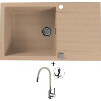 Granitový dřez Granitový dřez SET Alveus CADIT 40 beige 55 + Alveus MINTAS chrom/béžová