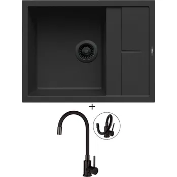 Granitový dřez Granitový dřez SET Elleci UNICO 125 černá edice + Deante NEO LUNO BOC N72M černá matná