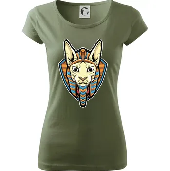 Dámské tričko Egyptská kočka - Dámské triko Pure - S ( Khaki )