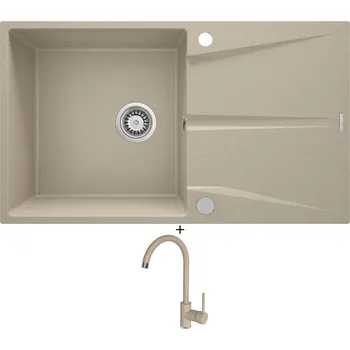 Granitový dřez Granitový dřez SET Deante CORIO ZRC 711A písková + Deante NEMEZJA BEN 762M písková