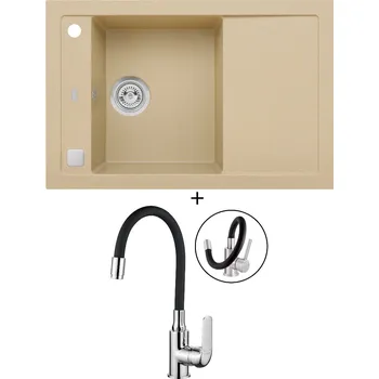 Granitový dřez Granitový dřez SET Alveus FORMIC 30 beige 55 + Kuchinox ELZA BKE 761 chrom/černá
