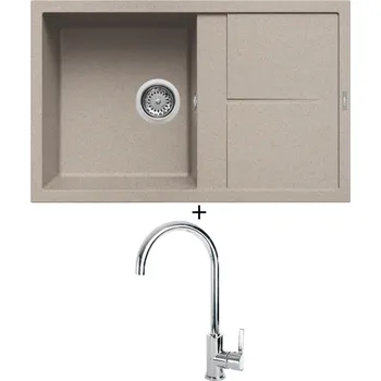 Granitový dřez Granitový dřez SET Elleci UNICO 300 G51 avena + Elleci C01 CADDY chrom