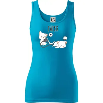 Dámské tričko Kočky bez energie pátek - Dámské tílko - XL ( Světlý tyrkys )