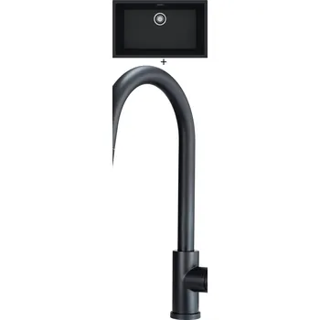 Granitový dřez Dřez pod desku SET Alveus OMNI 40 černá matná + Deante LIMA N72M černá matná