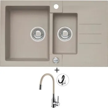 Granitový dřez Granitový dřez SET Alveus ROCK 70 pebble 02 + Alveus MINTAS chrom/béžová
