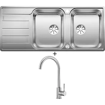 Nerezový dřez Nerezový dřez SET Blanco CLASSIMO 8 S-IF nerez kartáčovaný s excentrem PushControl 525332 + Deante LIMA BBM F62M nerez