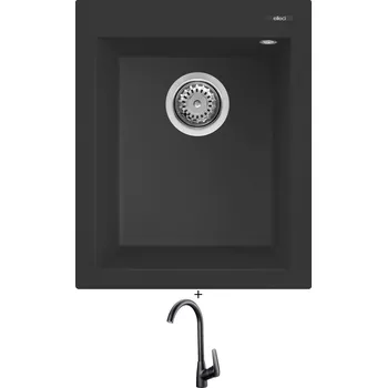 Granitový dřez Granitový dřez SET Elleci QUADRA 100 G40 full black + Deante NEO BORO BMO N62M černá matná