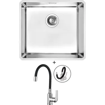 Granitový dřez Dřez pod desku SET Alveus KOMBINO 40 U nerez + Kuchinox ELZA BKE 761 chrom/černá