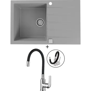 Granitový dřez Granitový dřez SET Alveus CADIT 20 beton 81 + Kuchinox ELZA BKE 761 chrom/černá