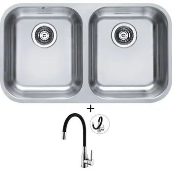 Granitový dřez Dřez pod desku SET Alveus DUO 30 nerez + Alveus MINTAS chrom/černá