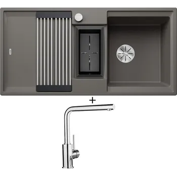 Granitový dřez Granitový dřez SET Blanco ADIRA 6 S šedá vulkán s excentrem 527604 + Blanco MILA chrom 519414