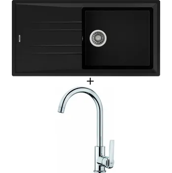 Granitový dřez SET Teka STONE 60 L-TG 1B 1D nero + Teka IN 915 CR chrom