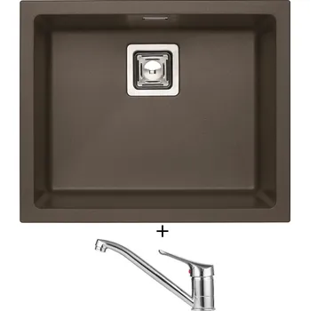 Granitový dřez Dřez pod desku SET Alveus QUADRIX 50 U chocolate 03 + Alveus RIVIERA X chrom