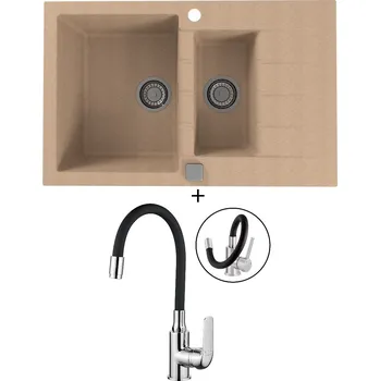 Granitový dřez Granitový dřez SET Alveus CADIT 70 beige 55 + Kuchinox ELZA BKE 761 chrom/černá