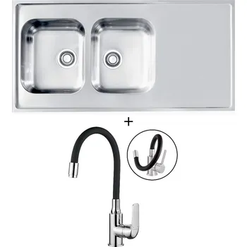 Nerezový dřez Nerezový dřez SET Alveus CLASSIC PRO 100 nerez + Kuchinox ELZA BKE 761 chrom/černá