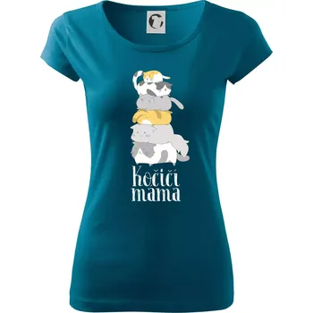 Kočičí máma - Dámské triko Pure - M ( Petrolejová )