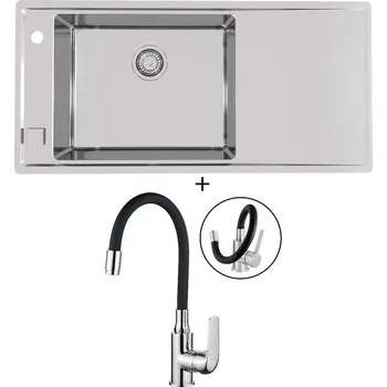 Nerezový dřez Nerezový dřez SET Alveus STRICTO 30 nerez odkap vpravo + Kuchinox ELZA BKE 761 chrom/černá
