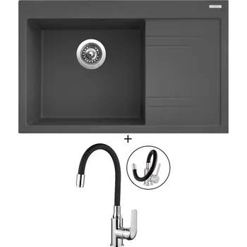 Kuchyňský dřez Granitový dřez SET Sinks RIM 780 L titanium + Kuchinox ELZA BKE 761 chrom/černá