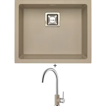 Granitový dřez Dřez pod desku SET Alveus QUADRIX 50 U pebble 02 + Alveus ELZA pebble 02