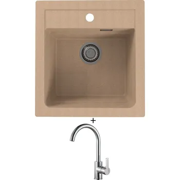 Granitový dřez Granitový dřez SET Alveus ATROX 20 beige 55 + Alveus TONIA chrom