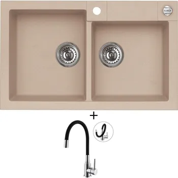 Granitový dřez Granitový dřez SET Alveus ROCK 90 beige 55 + Alveus MINTAS chrom/černá