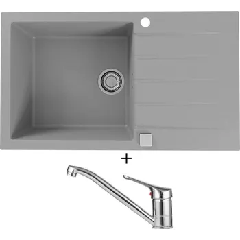 Granitový dřez Granitový dřez SET Alveus CADIT 40 beton 81 + Alveus RIVIERA X chrom