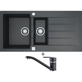 Kuchyňský dřez Granitový dřez SET Alveus CADIT 80 black 91 + Alveus NINA black 91