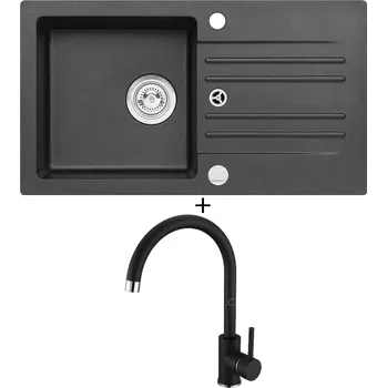 Granitový dřez Granitový dřez SET Alveus CORTINA 140 black 91 + Alveus TONIA black 91