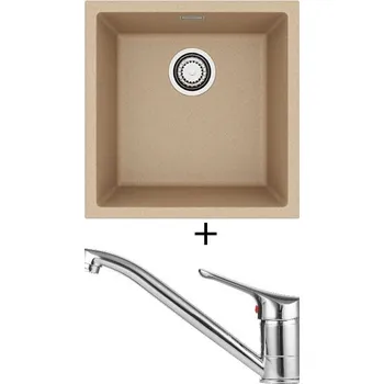 Granitový dřez Dřez pod desku SET Alveus OMNI 20 beige 55 + Alveus RIVIERA X chrom