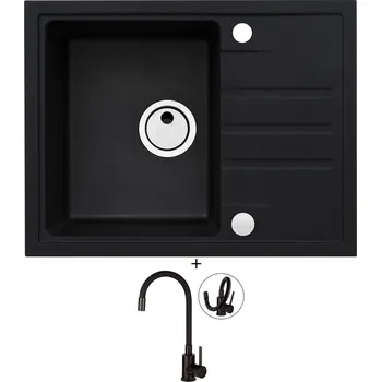 Granitový dřez Granitový dřez SET Alveus INTERMEZZO 30 černá matná + Deante NEO LUNO BOC N72M černá matná