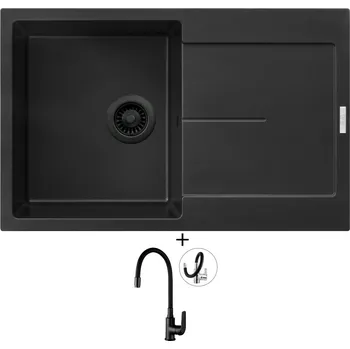 Granitový dřez Granitový dřez SET Sinks ULTIMA 790 černá edice + Kuchinox ELZA BKE B61D černá matná