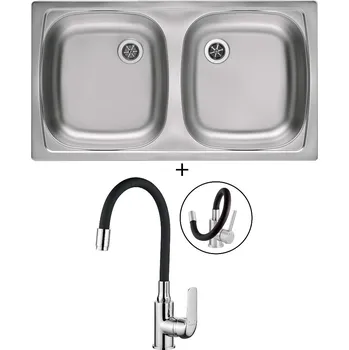 Nerezový dřez Nerezový dřez SET Alveus BASIC 160 1 1/2 tkaná struktura + Kuchinox ELZA BKE 761 chrom/černá