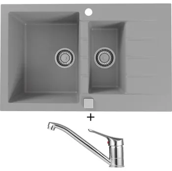 Granitový dřez Granitový dřez SET Alveus CADIT 70 beton 81 + Alveus RIVIERA X chrom