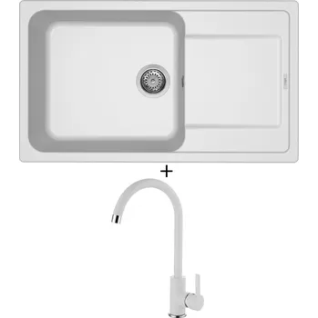 Granitový dřez Granitový dřez SET Elleci LIFE 410 G68 bianco titano + Elleci C01 CADDY G68 bianco titano