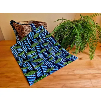 Nákupní taška Látková taška_zelené vějířky