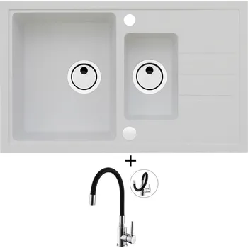 Granitový dřez Granitový dřez SET Alveus INTERMEZZO 70 white 11 + Alveus MINTAS chrom/černá