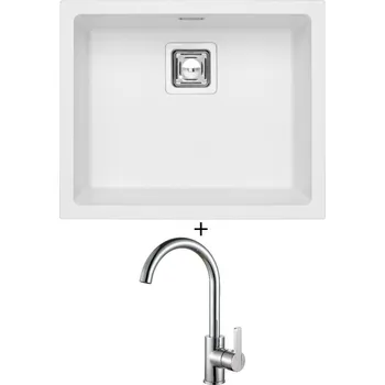 Granitový dřez Dřez pod desku SET Alveus QUADRIX 50 U white 11 + Alveus TONIA chrom