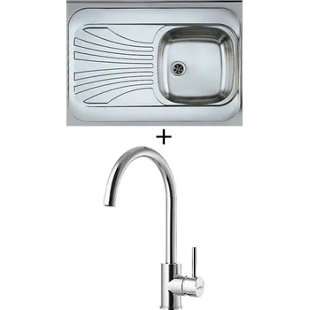 Nerezový dřez Nerezový dřez SET Alveus CLASSIC 30 X nerez s dřevěným rámem odkapávací plocha vlevo + Alveus ROXA chrom