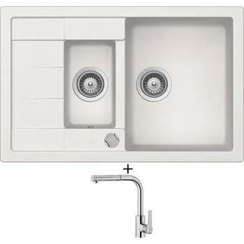 Granitový dřez SET Teka ASTRAL 60 B-TG 1/2B 1D alabastr + Teka IN 938 CR chrom