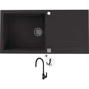 Granitový dřez Granitový dřez SET Alveus CADIT 50 black 91 + Kuchinox ELZA BKE B61D černá matná