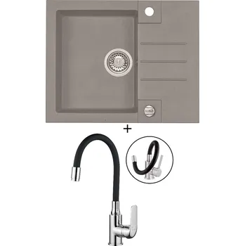 Granitový dřez Granitový dřez SET Alveus ROCK 30 beton 81 + Kuchinox ELZA BKE 761 chrom/černá