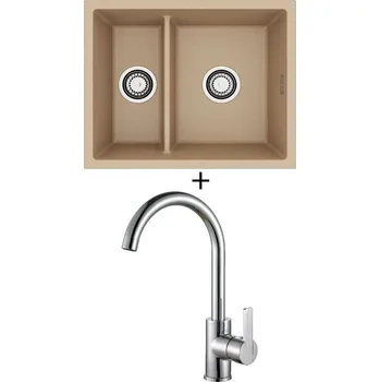 Granitový dřez Dřez pod desku SET Alveus OMNI 50 beige 55 + Alveus TONIA chrom