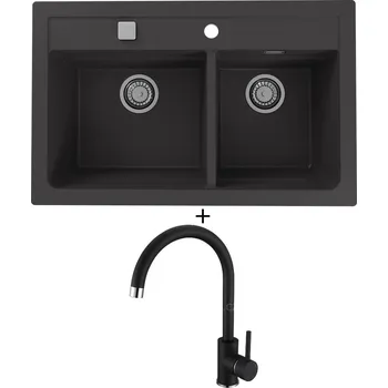 Granitový dřez Granitový dřez SET Alveus ATROX 50 black 91 + Alveus TONIA black 91