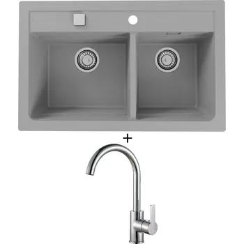 Granitový dřez Granitový dřez SET Alveus ATROX 50 beton 81 + Alveus TONIA chrom
