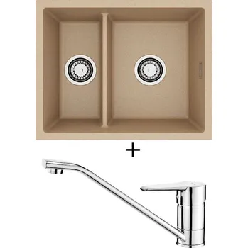 Granitový dřez Dřez pod desku SET Alveus OMNI 50 beige 55 + Deante CORIO BFC 060M chrom