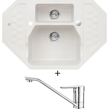 Granitový dřez Granitový dřez SET Alveus SENSUAL 60 white 11 + Deante CORIO BFC 060M chrom